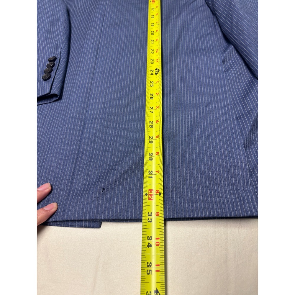 Lauren Ralph Lauren Mens 48L Blue Pinstripe 100% Wool Double Breasted Blazer - Picture 11 of 15